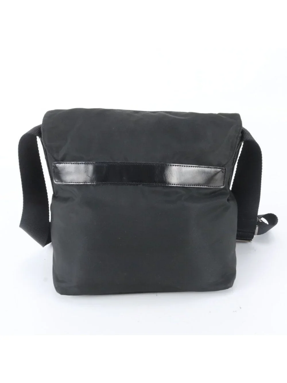 Prada Tessuto Nylon Triangle Logo Leather Shoulder Bag Crossbody Messenger